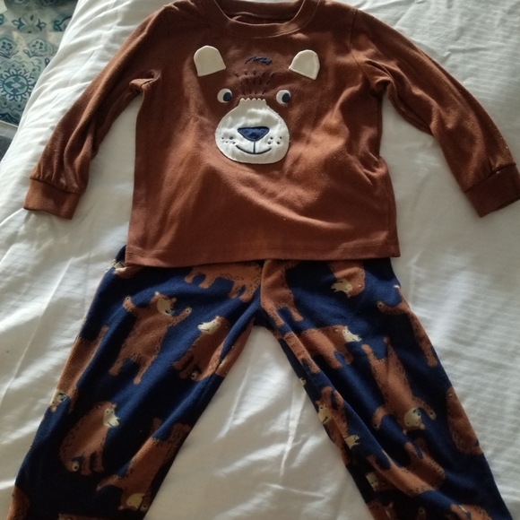 Carters 2T Blue & Brown Bear Print 2 piece Pajamas - Picture 1 of 3
